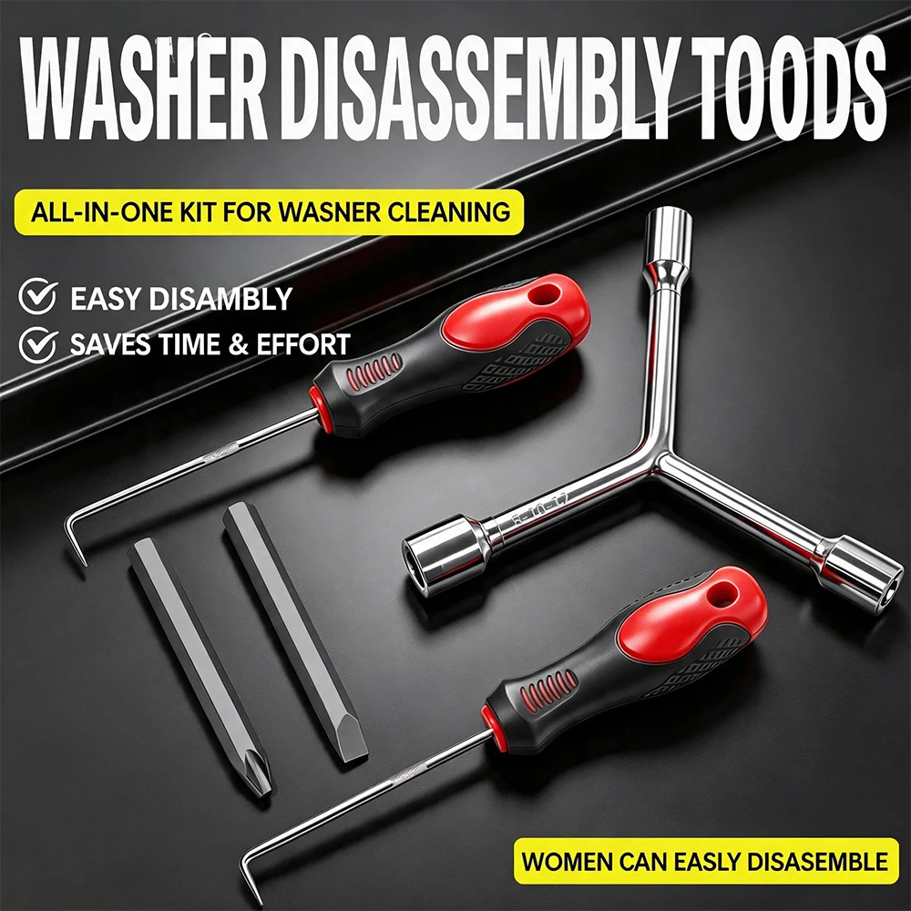 5pcs，Washing Machine Pulsator Impeller Removal Tool Set Y Socket Wrench Pull Hook Disassembly Repair Tools