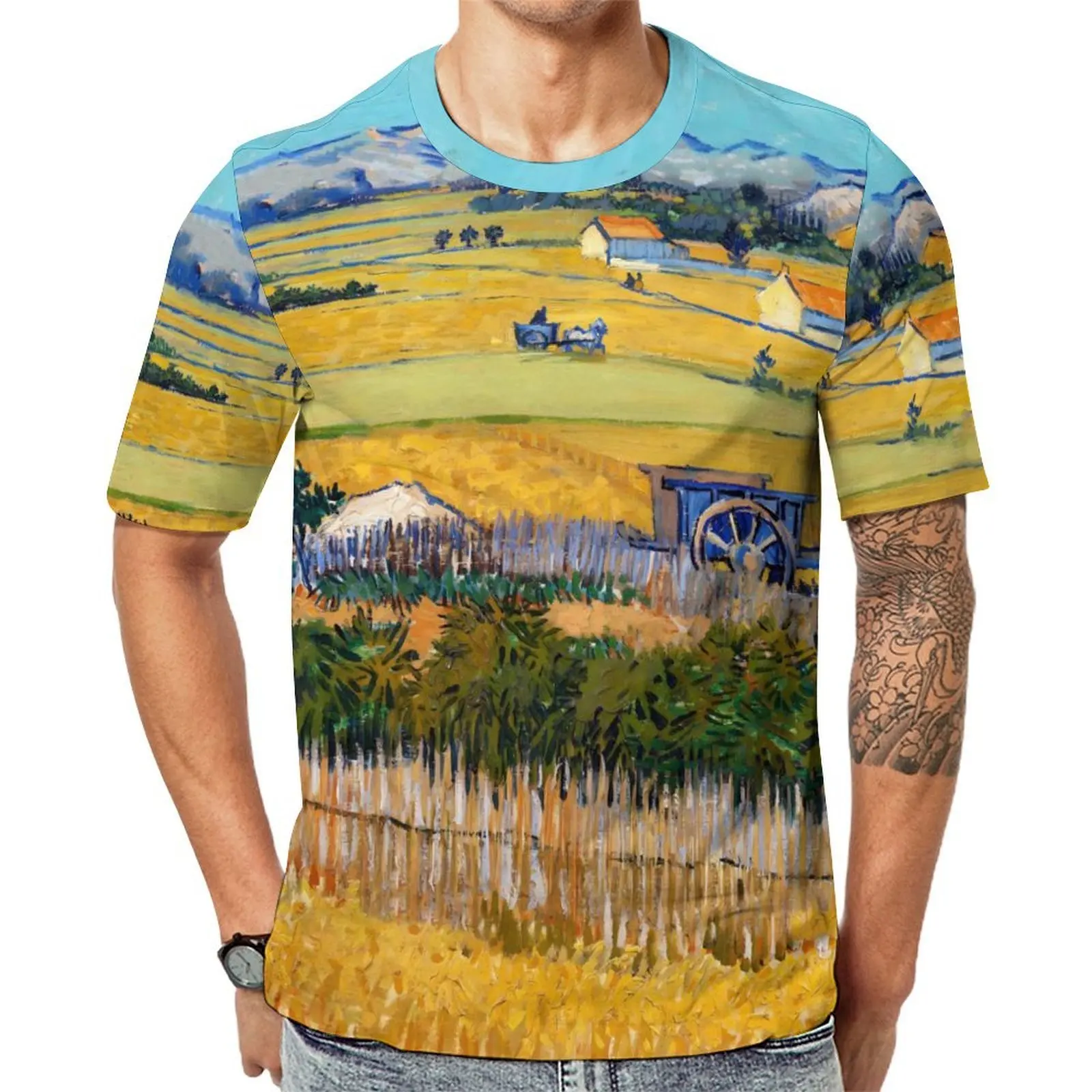 Van Gogh T Shirt Harvest at La Crau Trending T-Shirts Male Y2K Casual Tee Shirt Summer Short Sleeve Graphic Tops Plus Size 6XL