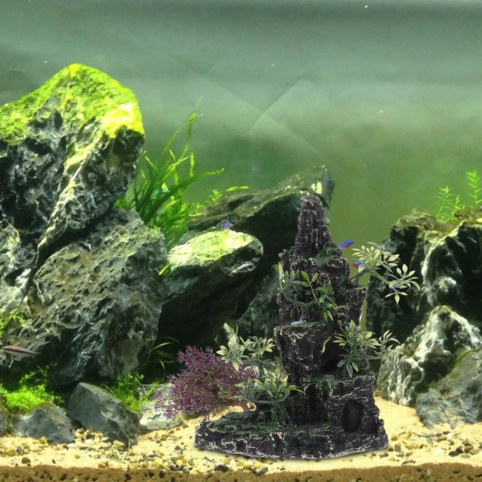 

1Pcs Aquarium Rockery Lifelike Resin Decor Fish Tank Ornament Fish Landscape Simulation Safe Adornment Long-Lasting Color