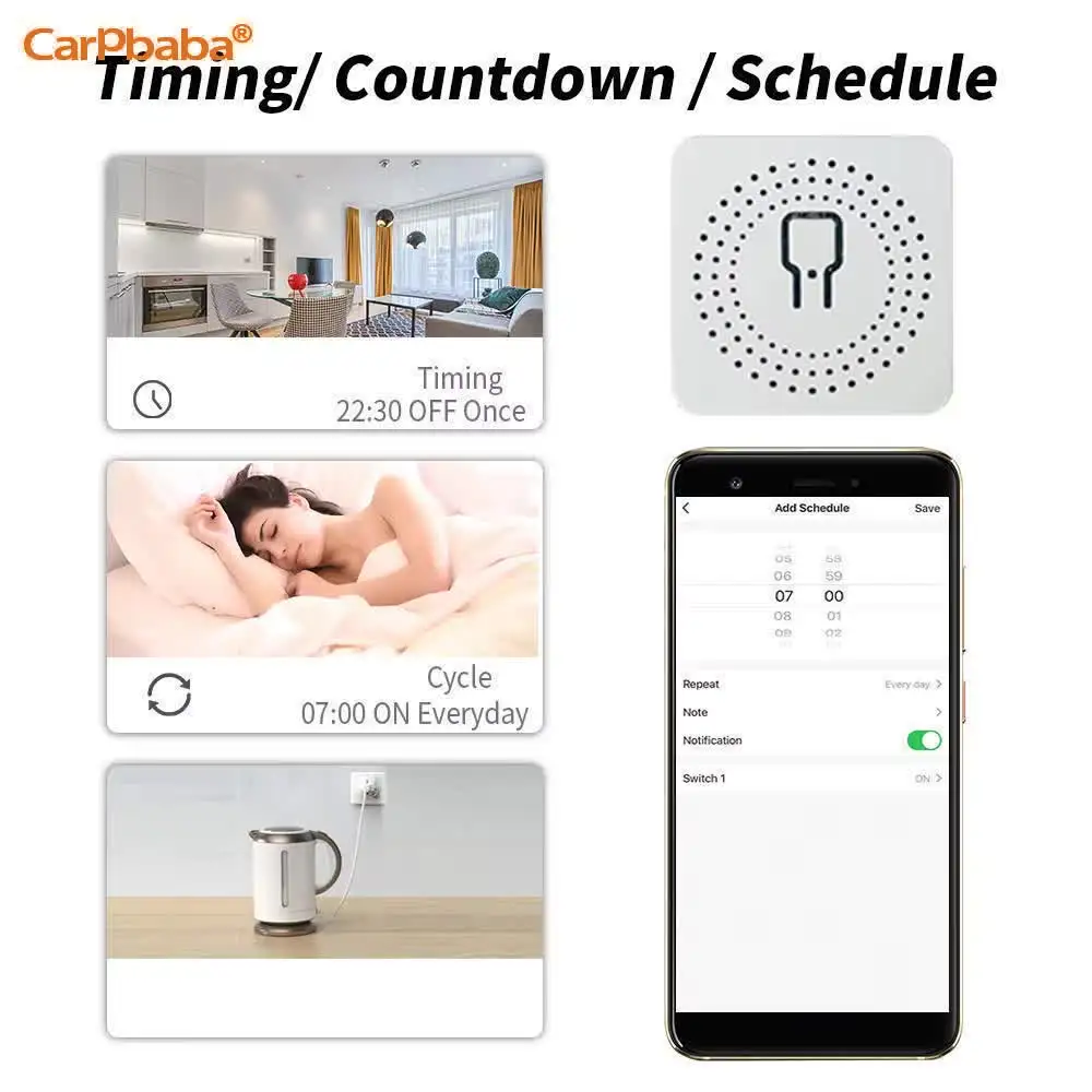 Cozylife 16A Light Switches Mini Wifi Smart Switch 3 Way Control works For Alexa Yandex Alice Smart Google Home APP