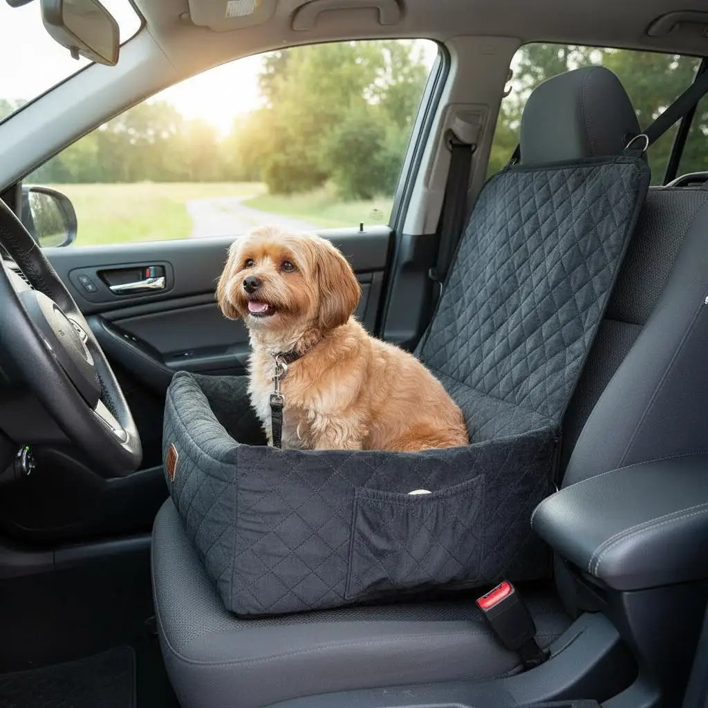 

Переноска для животных Pet Travel Booster 21.3"x19"x17.7" для поездок на природу, семейных прогулок, с карманом для хранения, креплением для поводка и защитным ремнем безопасности, из губчатого полипропилена.