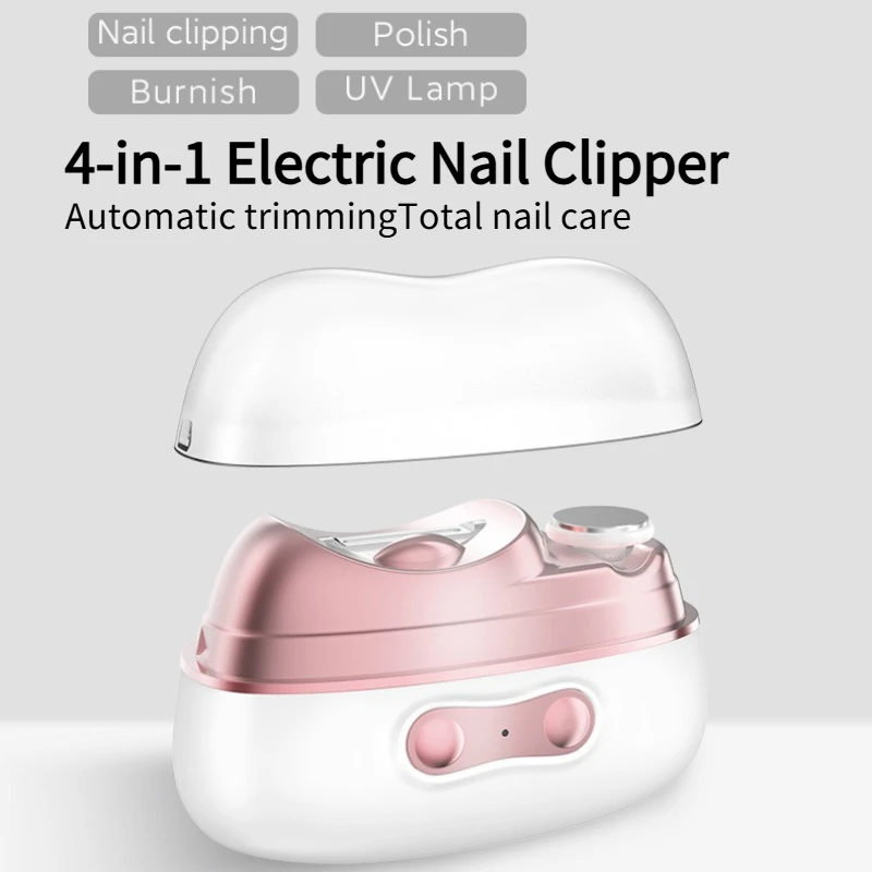 4-in-1 Electric Nail Clipper UV Cure LED Light Automatic Nail Grinder Trimmer Polish for Baby Adult Seniors Mini Manicure Tools