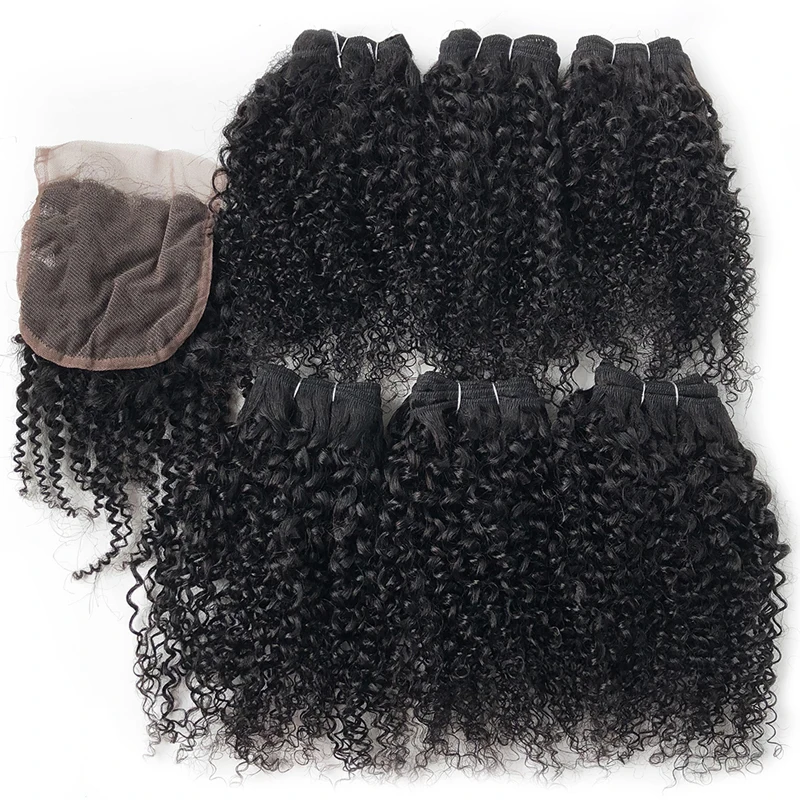 Jerry Curl Hair Bundles With Closure 1B/27/30/99J Human Hair Bundles With Closure For Women Curly Bundles With Closure