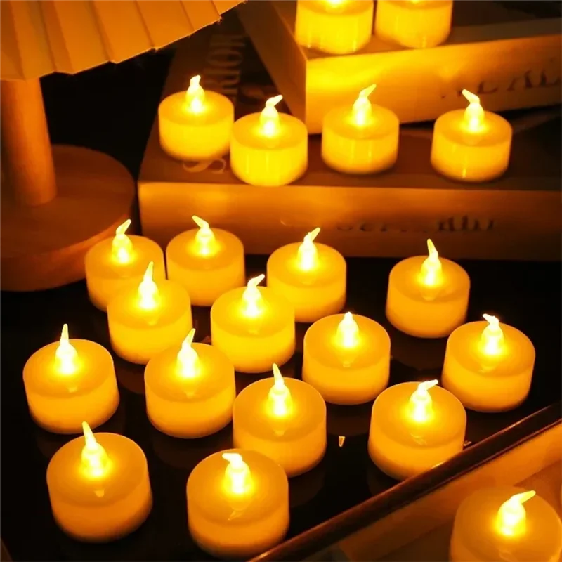 A74E-Mini bougies LED sans flamme à piles lumière chaude souhaitant lumières atmosphère décoration accessoire électronique