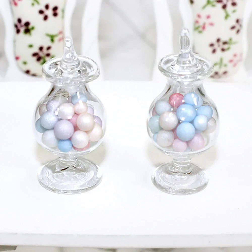 1/12 casa de bonecas em miniatura frasco de doces de vidro mini garrafa de doces modelo brinquedo para casa de boneca acessórios decoração bjd