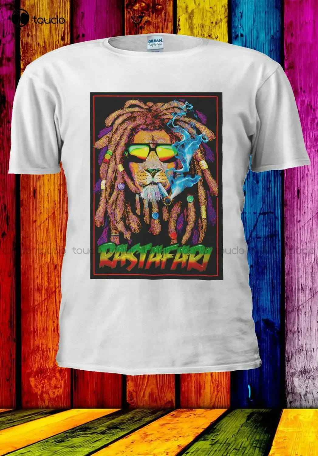 Rastafari Lion Mari Juana Bob Marley T-Shirt Top Men New Cotton Short-Sleeve Retro Cotton Print Shirt Tee Cool Tops