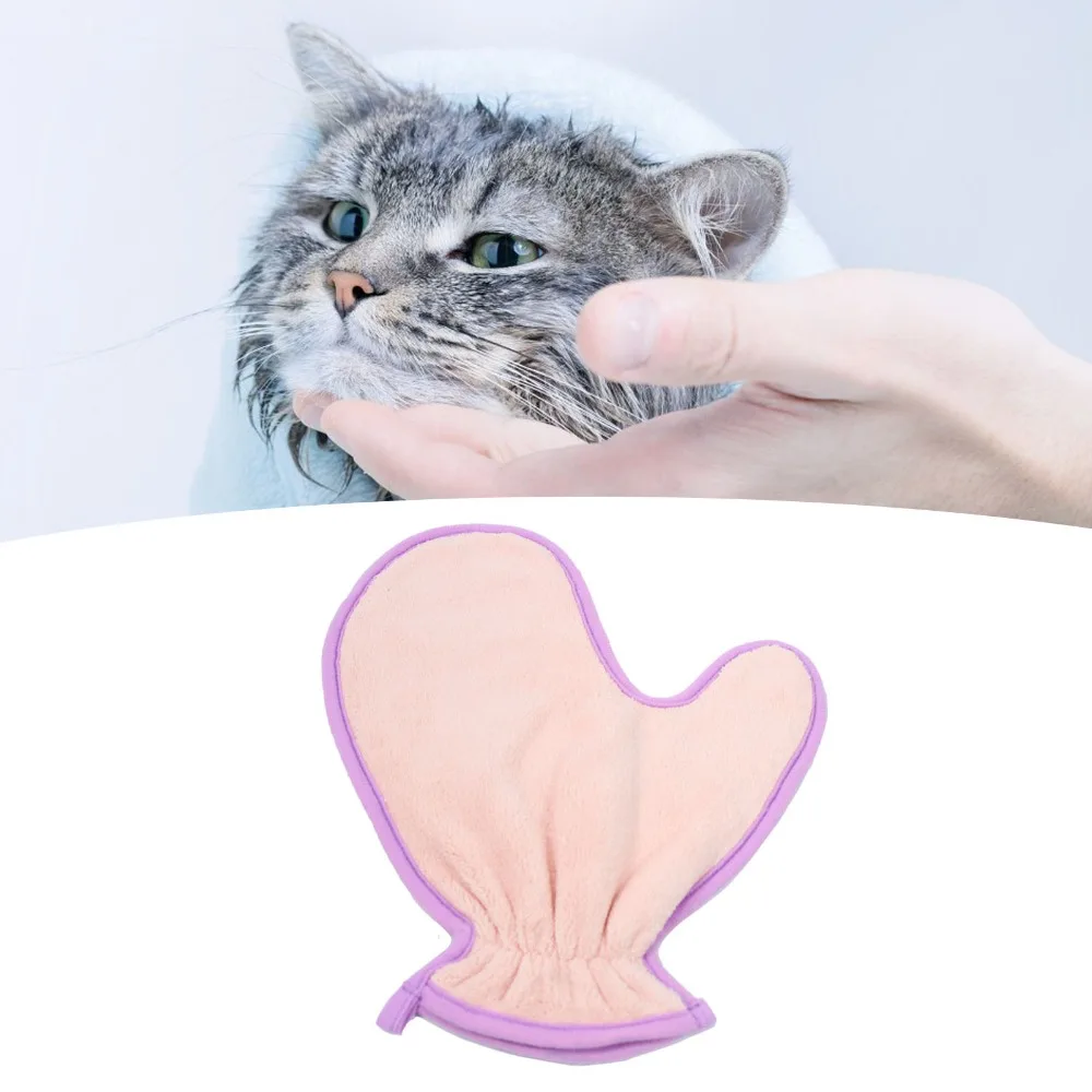 Reusable Fleece Lined Pet Drying Mitt Multi Colors Soft Dog Cat Clean Mitt Safe Paw Print Bath Towel Glove Household Pet Groom