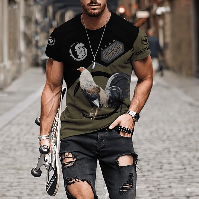 Mens T-Shirts Summer Tees Mexico Rooster Fight Champion 3D Print Casual Short Sleeve Shirt Unisex Harajuku Tops Women Streetwear