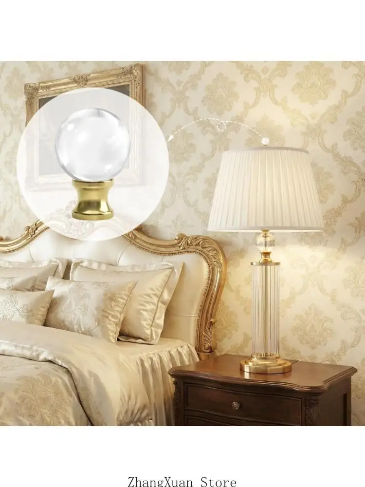 Crystal Lamp Top Knob Clear Glass-Look Shade Cap with Metal Base, 1/4-27 Threaded Nut, 2 Piece Set for Table or Floor Light