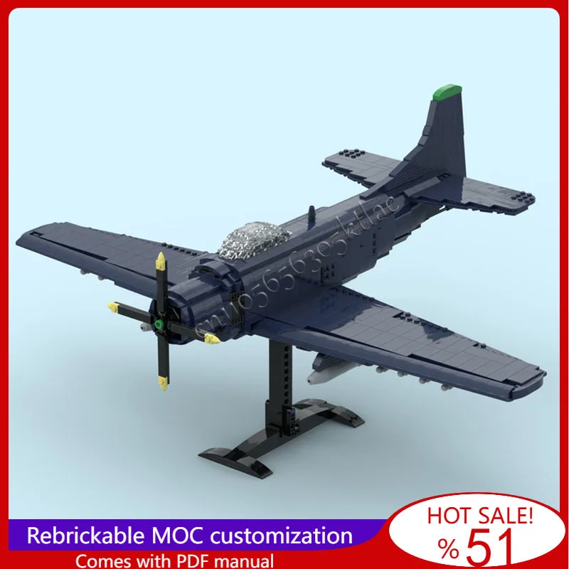 1563 ELEMENTÓW AD-2 Skyraider Model Samolotu Szturmowego Zestaw Klocków DIY Kreatywny Model do Składania Zabawki Prezent dla Dzieci Dorosłych na Boże Narodzenie