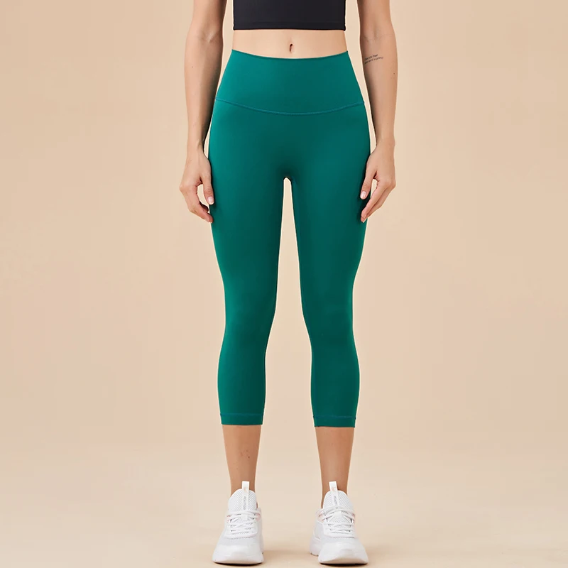 SOISOU Nylon Yoga Capri Pants Leggings Women's Pants Gym Sexy High Waist Tight Breathable Elastic Girl Sports Pants 13 Colors image 3
