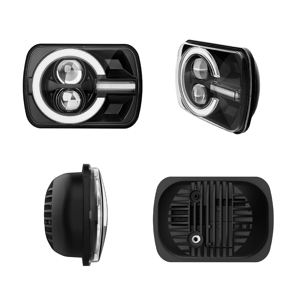 Square Rectangular 5x7 Led Headlight 5X7 Turn Signal Running Light DRL Hi Lo Beam With Turning Signal for Jeep Cherokee XJ