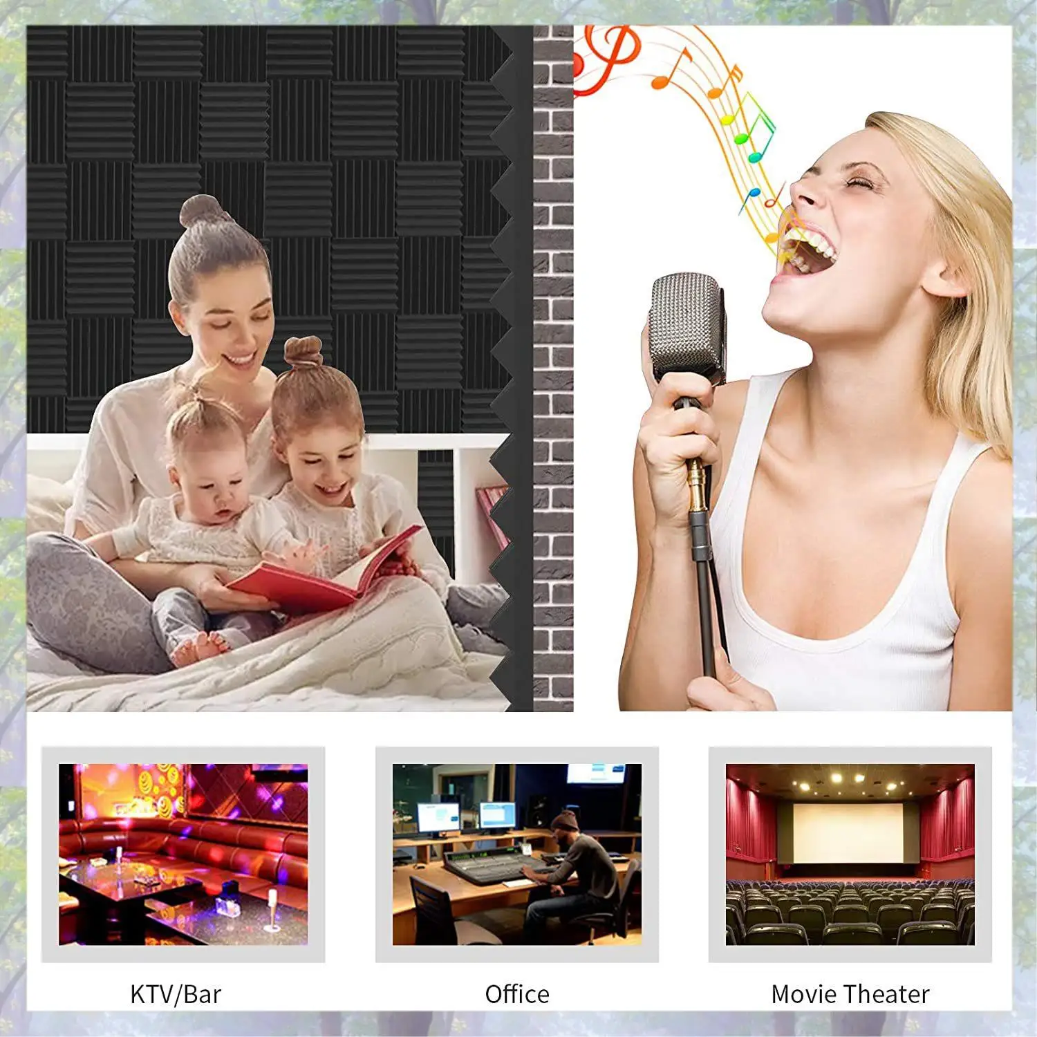 Новое поступление, акустические пенопластовые панели, клинья, 24 упаковки, акустические панели, 1 х 12 х 12 дюймов, студийная звукопоглощающая плитка, потолок для записи