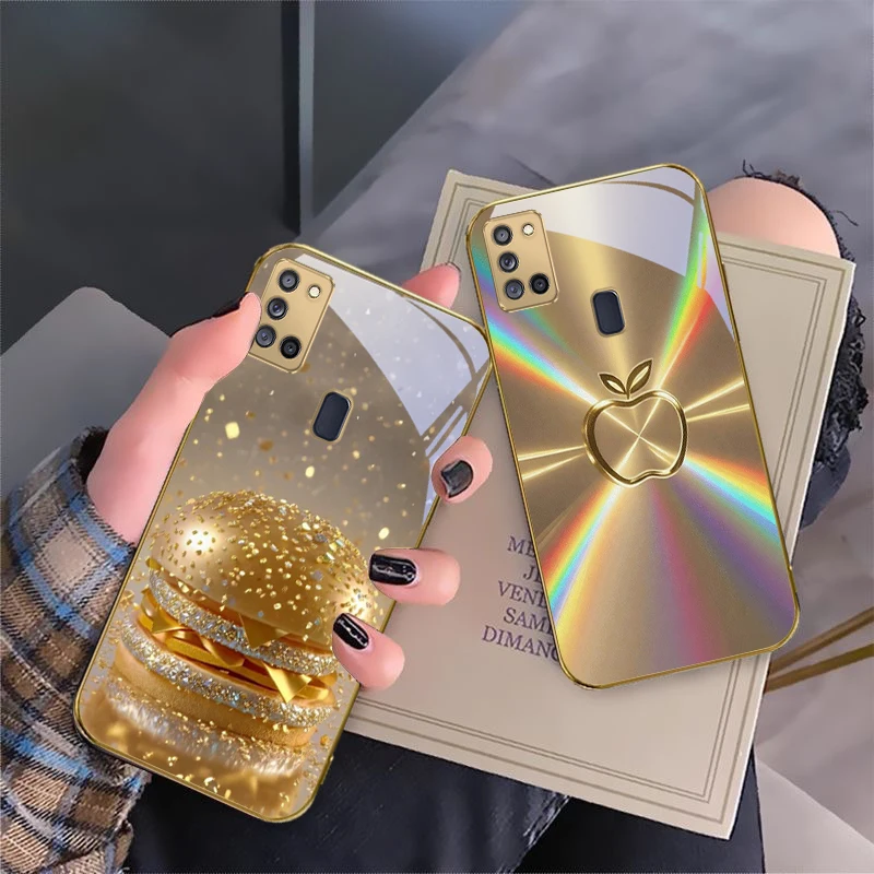دافئ الذهبي لطيف التفاح لسامسونج A 70 71 72 73 14 15 13 16 25 A26 31 32 33 34 35 50 51 52 53 54 55 56 الزجاج الذهبي جراب هاتف