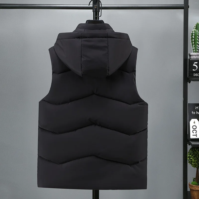2025 جديد رجل القطن سترة دافئة جاكيت بلا إكمام صدرية الموضة غير رسمية الشتاء الخريف غطاء محرك السيارة للانفصال #2