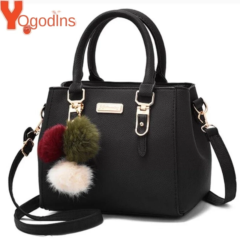 Yogodlns – Sac à main avec pendentif et perles, sacoche à bandoulière gaufré pour dames, fourre-tout en boules de cheveux de bonne qualité