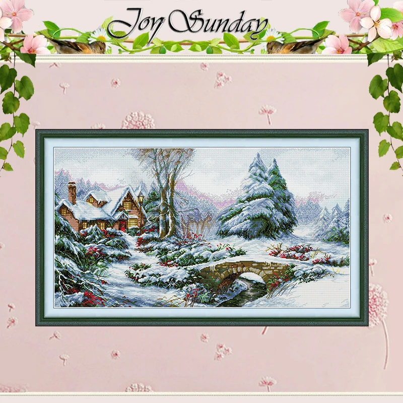 

Набор для вышивания крестиком по схеме с зимними пейзажами, DIY, 11CT 14CT 16CT, HD, с нанесенным рисунком, DMC, набор для вышивания, рукоделие