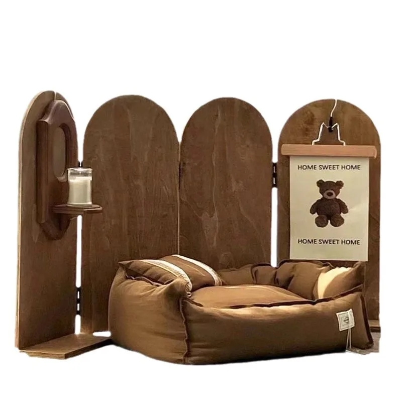 Nordic style wooden screen children's room partition decorative background board studio decoration folding partition photography