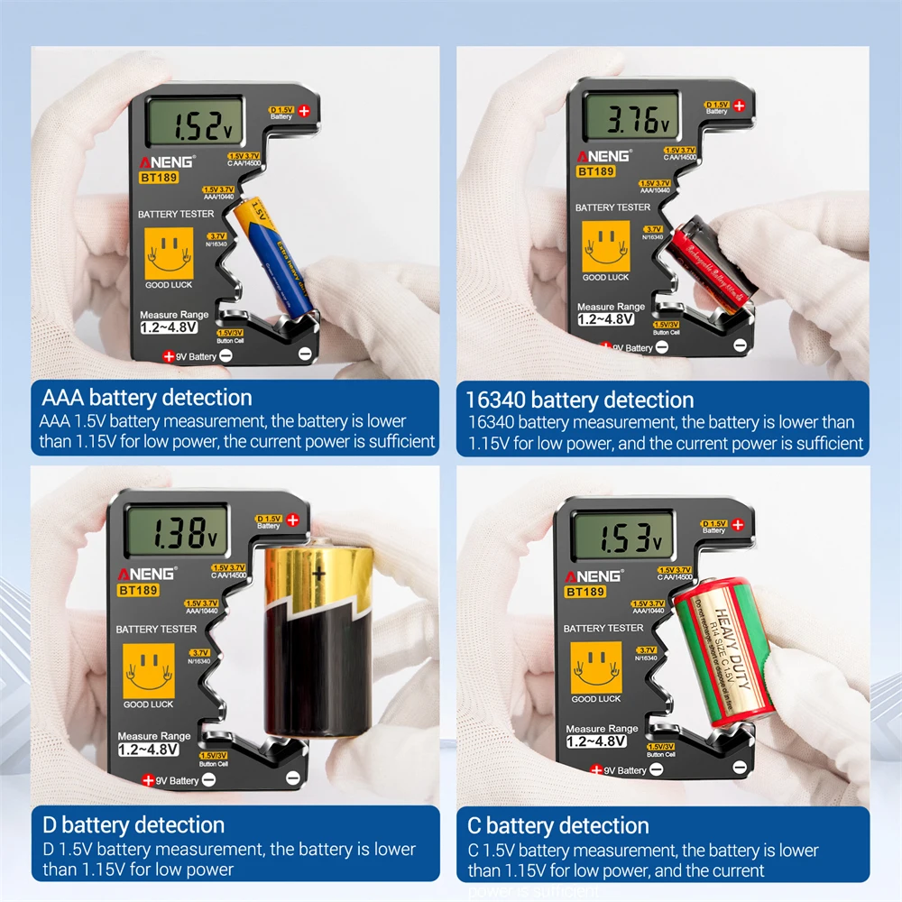 1.2 ~ 4.8V Tester baterii 9V AA AAA Pojemnik guzikowy Uniwersalny tester baterii domowych LCD Cyfrowy wyświetlacz Power Bank Narzędzie wykrywające