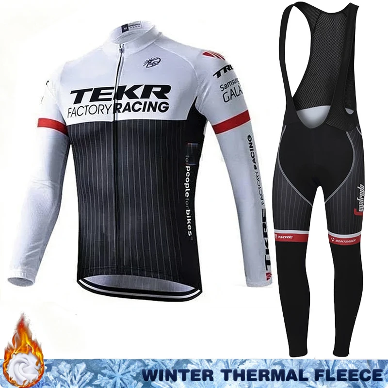 بدلة ركوب الدراجات للرجال بأكمام طويلة من الجيرسيه الحراري TEKR زي رجل ملابس صوف حراري 2026 طقم ملابس ركوب الدراجات الشتوية مريلة رجالي