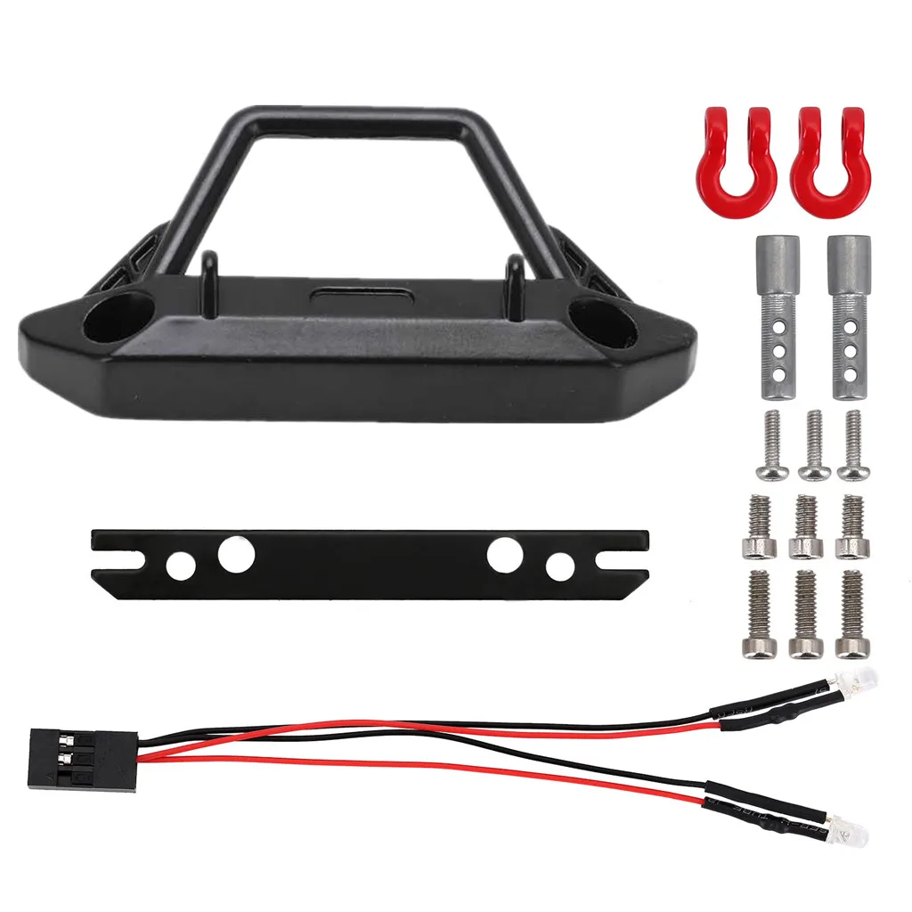 RC car metal Aluminum Front Bumper w/ Shackle for Axial SCX24 C10 Deadbolt JLU black RC truck Upgrade parts accessories