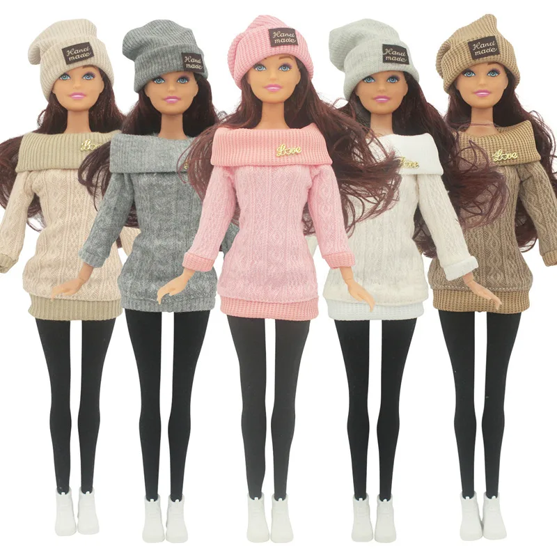 30cm Doll Full Set 1/6 Female Doll with Clothes and Hat Sweater Girls Dress Up Toys Gifts