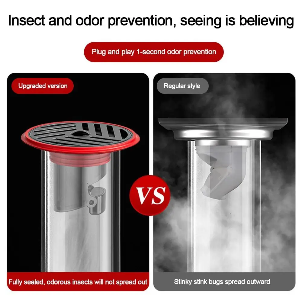 Stainless Steel Shower Floor Drain Backflow Preventer Self-Closing Fast Drainage Floor Drain Anti-odor Insectproof Sink Strainer
