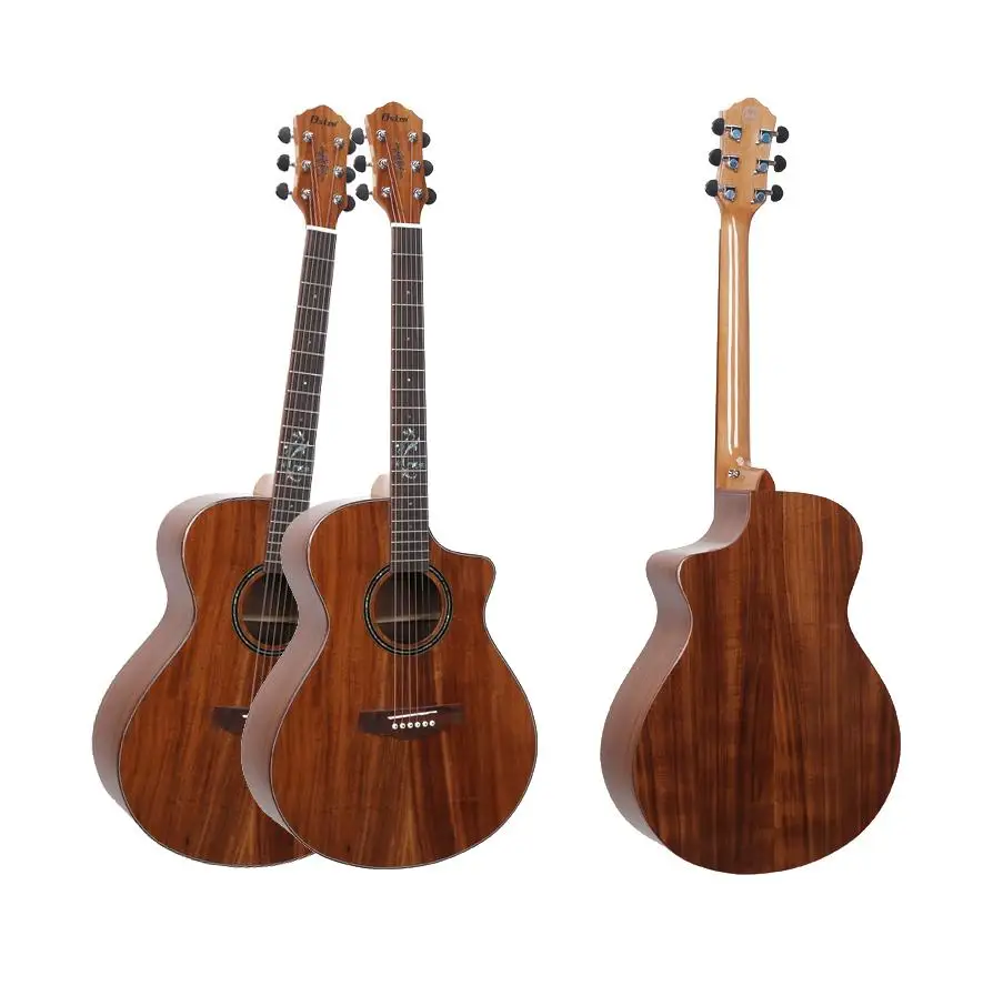 High Quality Factory 41 Inch Acoustic Guitar Acacia Solid Wood Body  Gloss Finish Accept OEM/ODM