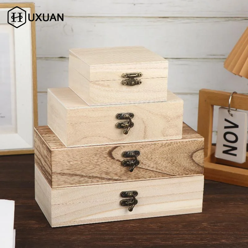 Rustic Vintage Style Wooden Storage Box With Hinged Lid Keepsake Box Organizer For Trinket Home Decor Crafts Art Hobbies