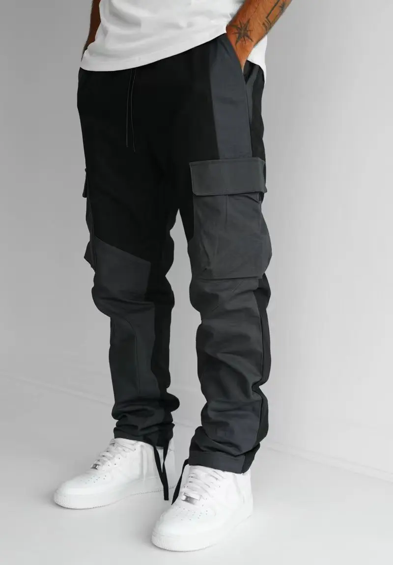 

Men Long Pants Cargo Pant Casual Loose Maxi Punk Gothic Streetwear Straight Trousers Pockets High Waist Sweatpants Jogger Sport