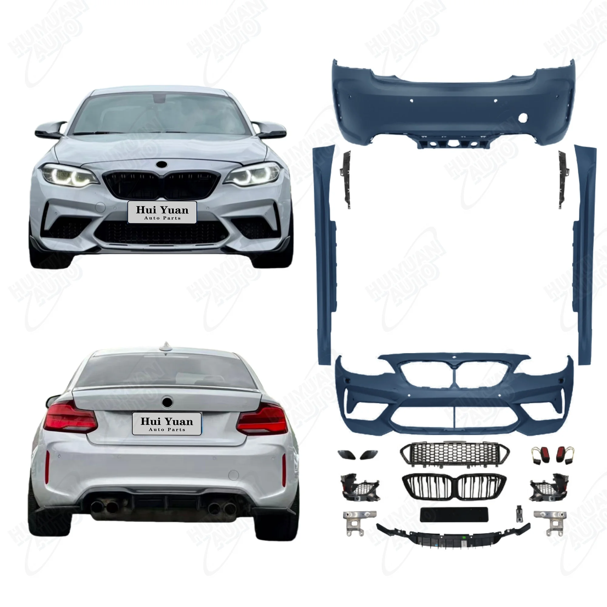 

Perfect Fitment Body Kit Include Front and Rear Bumper Grille Side Skirt for 2 Series F22 F23 2014-2018 Change to M2CS Model