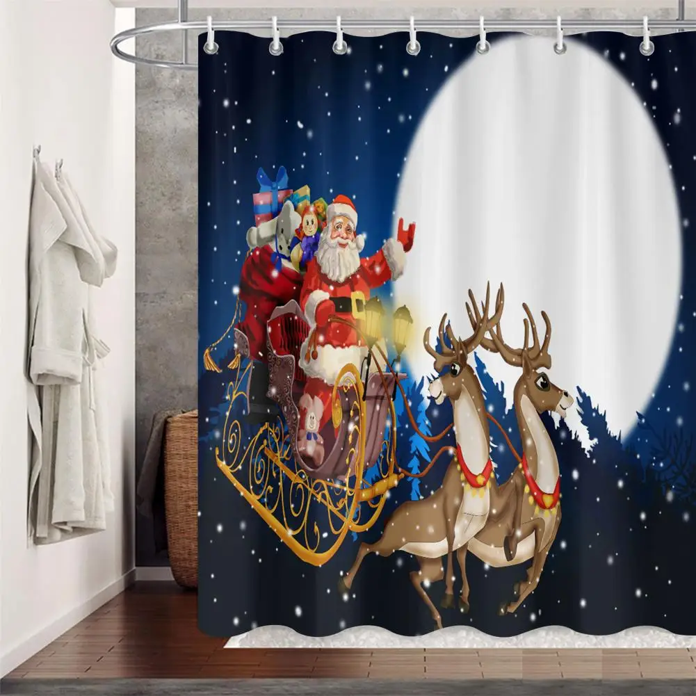 Holiday-themed Shower Curtain Festive Christmas Santa Shower Curtain Waterproof Soft Durable Bathroom Decor for A Clean Fitting