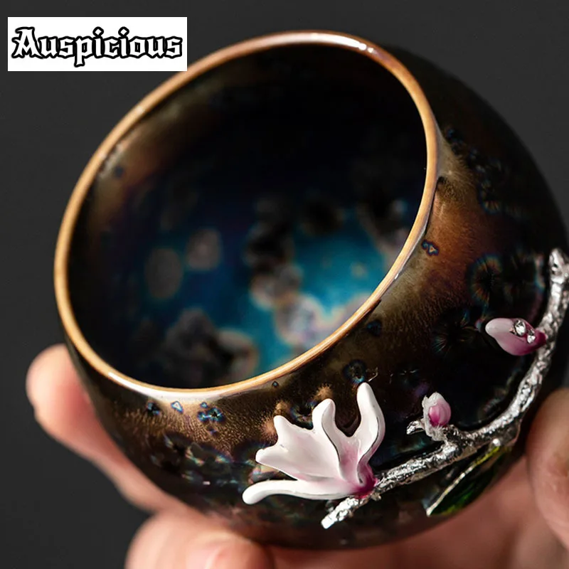 Tianmu Glaze Kiln Seven Color Peacock Tea Bowl Owner Teacup Hat Single Cup Jianzhan Meditation Cup Kung Fu Cup Gift Packaging