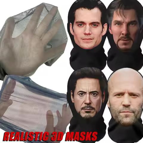 3D Funny Mask Cosplay for Women Men Celebrity Face Mask Perspective Breathable Face Balaclava Halloween Decorations