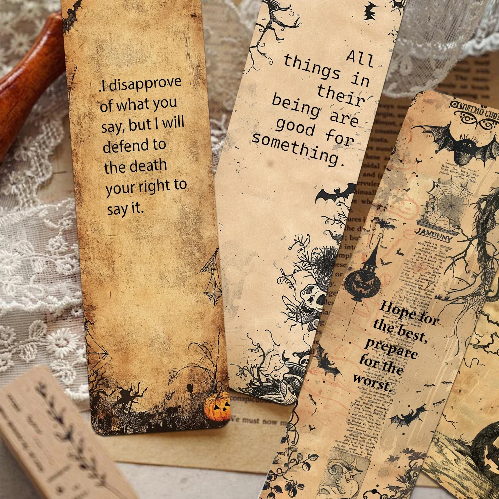 30pcs Retro Dark Inspirational Copywriting Bookmark Reading Pages Books Labeled School Stationary Supplies Aesthetic Bookmark