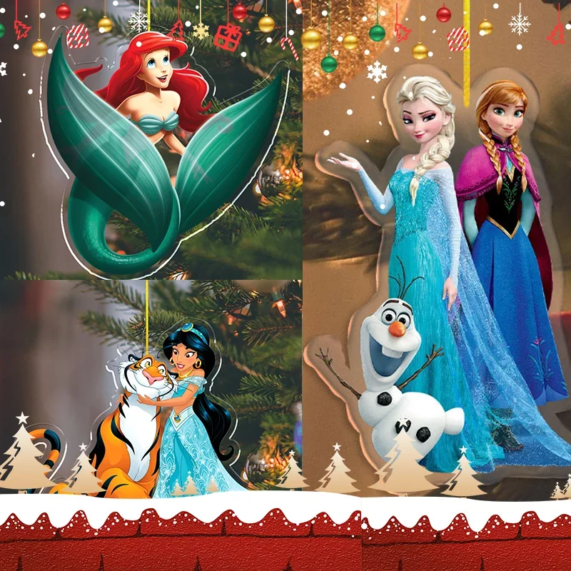 Christmas Tree Decoration 8cm Acrylic Pendant Elsa& Anna Frozen Cute Bedroom Casement Window Decoration Pendant Holiday Gift