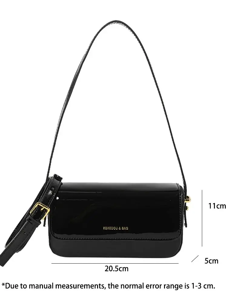 Square Shoulder Bags Women Handbags 2024 New Fashion Glossy Patent Leather Underarm Bags High Quality Simple Solid Crossbody Bag