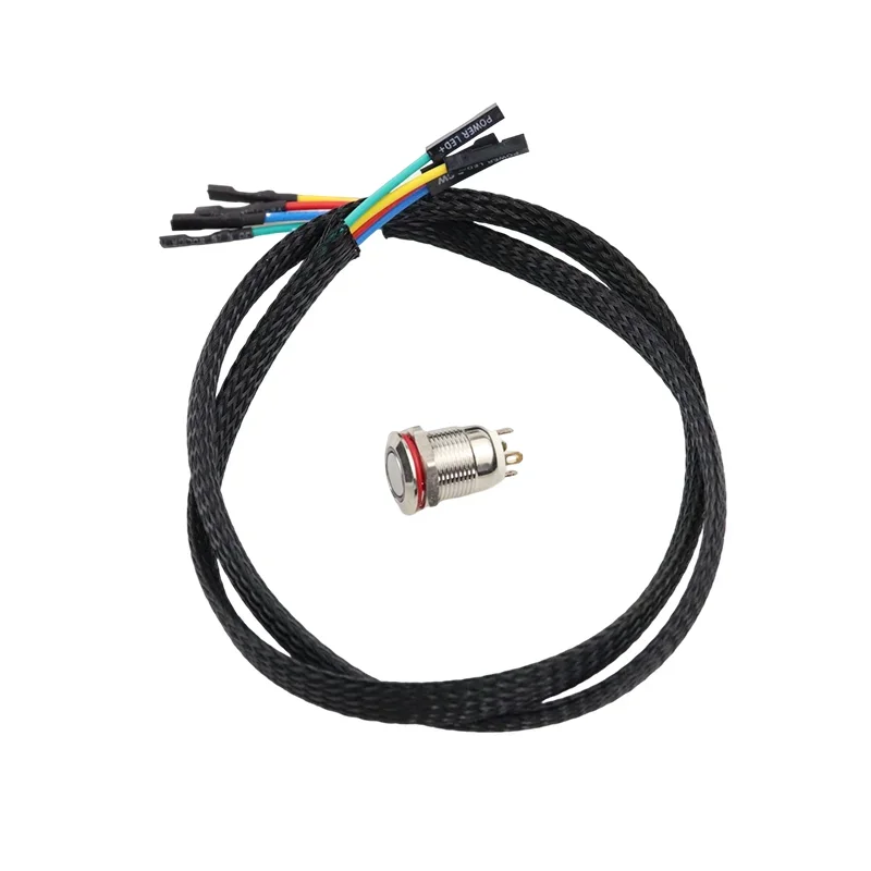 12/16/19/22mm Computer PC Metal Button Power Switch, Host Start Restart LED Switch with 60cm/120cm Line DIY Chassis Extension