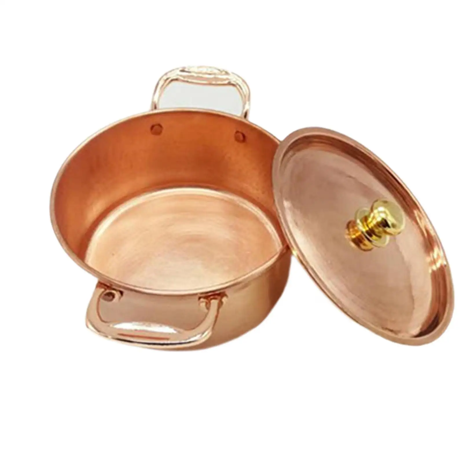 Small Copper Stockpot for Cooking with Composite Induction Base and Lid Home Kitchen Stew Pot 16cm