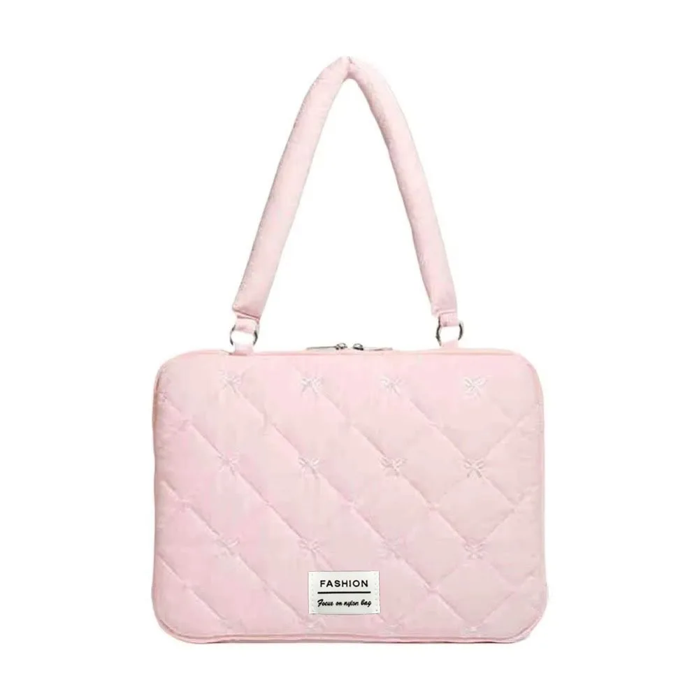 

Embroidered Bow Business Briefcases File Folder Large Capacity Laptop Sleeve Case Bag Shoulder Bag Handbag Document Tote Bolsas