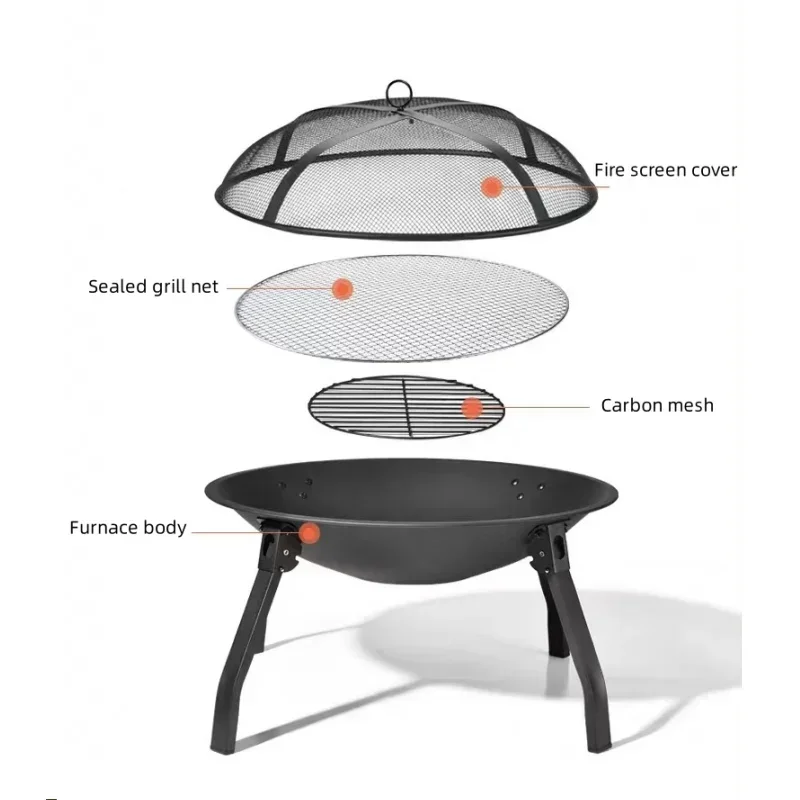 Imagem -05 - Multifuncional ao ar Livre Fogão a Carvão Churrasqueira Fogão Queimador Braseiro Fogueira Forno Mesa Fogão Dobrável Portátil Novo