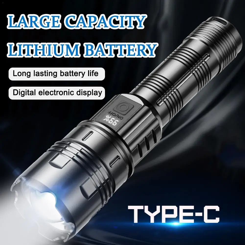 1000LM USB Rechargeable LED Flashlight Strong Light Tactical Torch For Camping Hiking Waterproof COB Warning Side Work Light