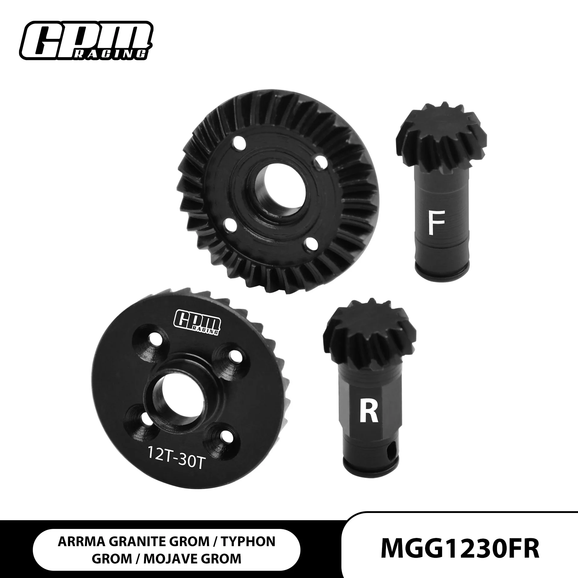 

GPM Carbon Steel 30/12T Front/ Rear Diff Gear Set For ARRMA 1/18 Granite 1/14 TYPHON GROM 1/16 Mojave Grom ARA311177 ARA311182