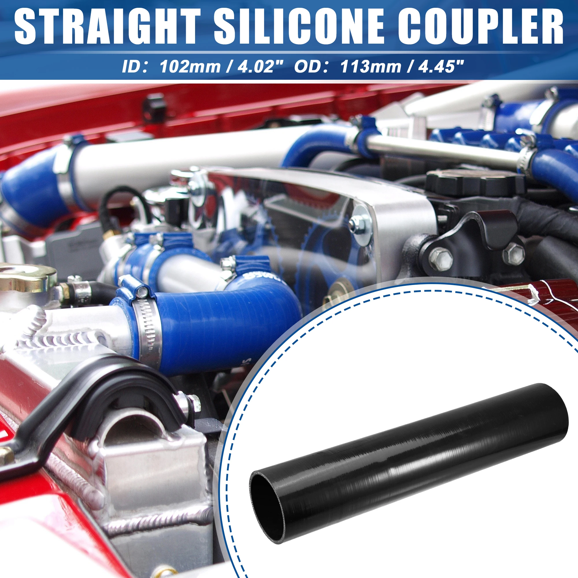 UXCELL 50mm-700mm Long Reinforced Straight Silicone Coupler Hose Turbo Intake Pipe Turbo Intake Tube for Vehicles Black