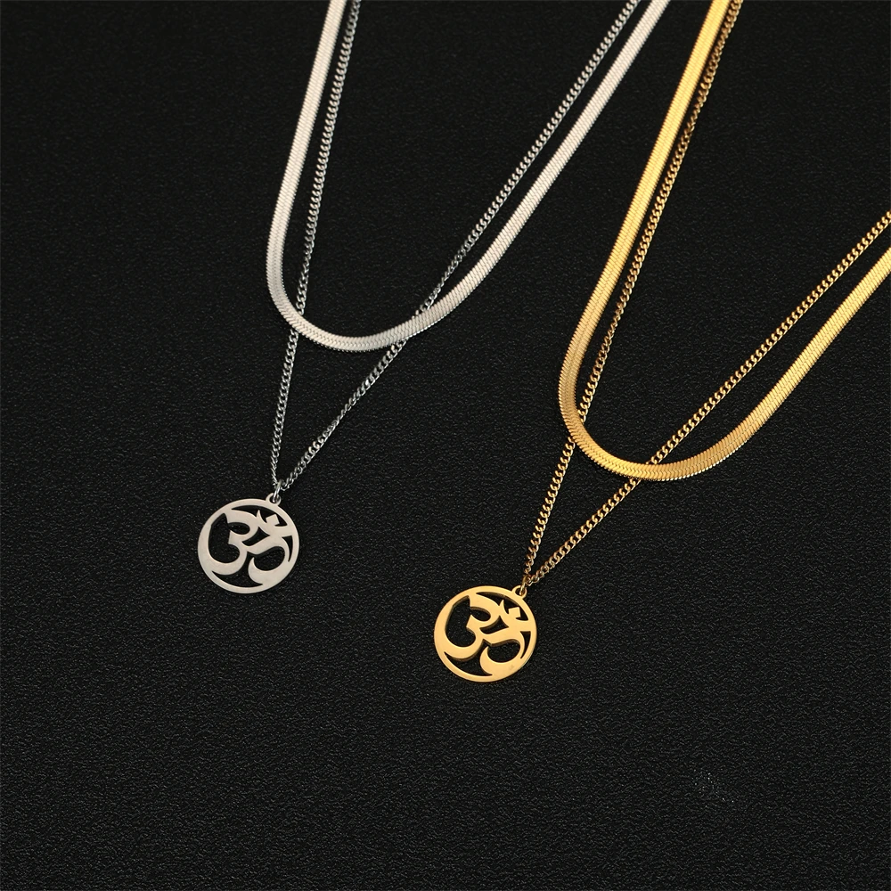 Cazador Buddhism Hindu Yoga Om Pendant Necklaces for Women Men Wholesale Stainless Steel Jewelry Birthday Anniversary Gifts