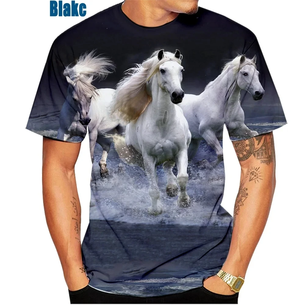 Animal Horse Creative print 3D Print Summer O-neck T Shirt Fashion Casual Boys Girls kawaii Tshirt Tops Unisex clothing