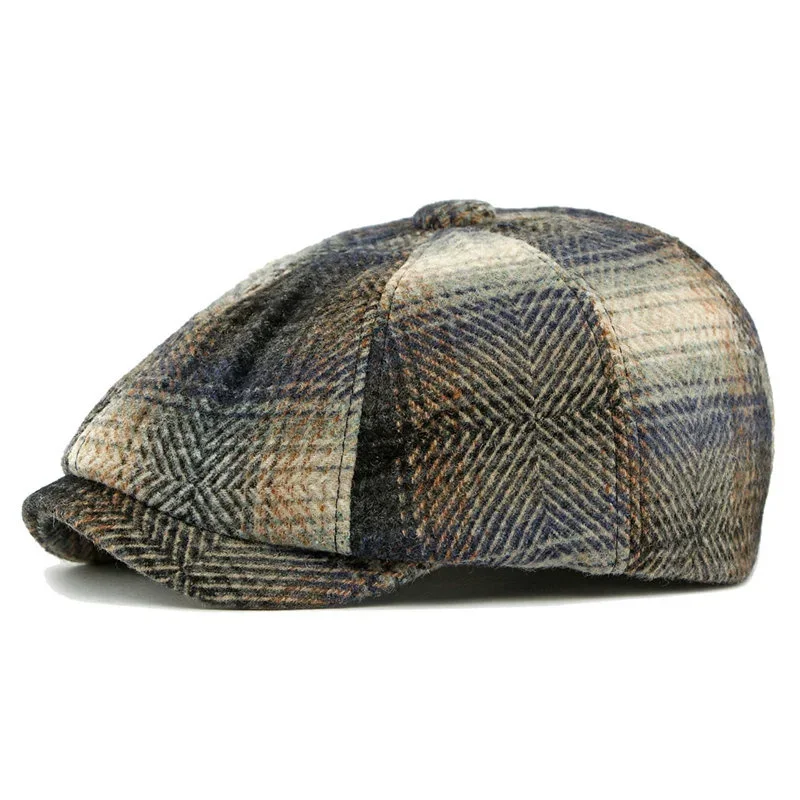 Winter Polyester Print Warm Newsboy Caps Men Flat Cap Women Painter Beret Hats 112