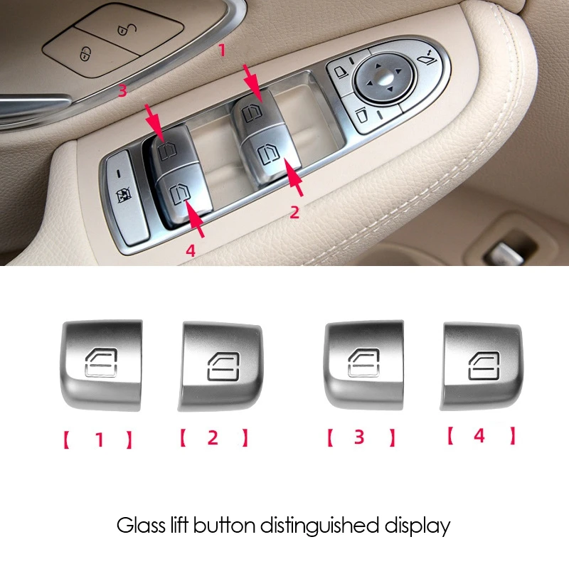 Porta e janela de vidro Lifter Control Switch Button, Mercedes-Benz Classe C, W205, GLC, W253, 4pcs