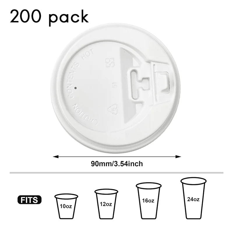 

ABWR-200Pcs Count Coffee Cup Lids, 3.54Inch Disposable Plastic Lids For 10Oz, 12Oz, 16Oz, And 20Oz Paper Cups