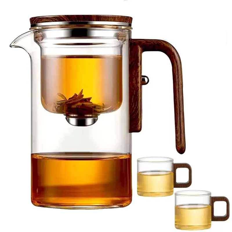 B69C Tea Pot,Pot Magic Tea Pot,Water Separation Glass Teapot With Wooden Handle,Glass Tea Pot, Tea Pots Glass Teapot
